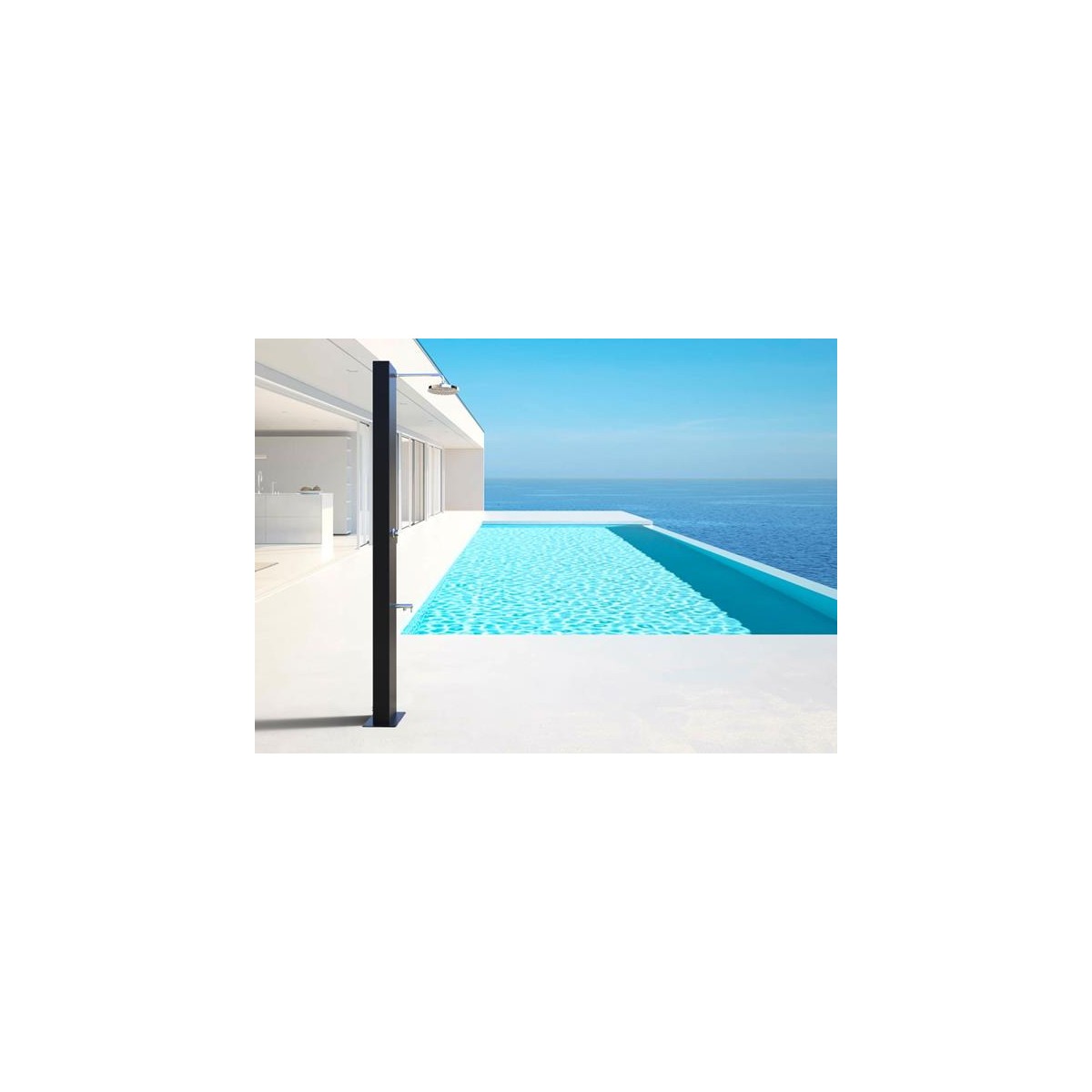 Doccia solare di design  in acciaio inox Dora Baltea N nero opaco- ATI Docce con miscelatore e lavapiedi  | Vannini Aqua&Pool