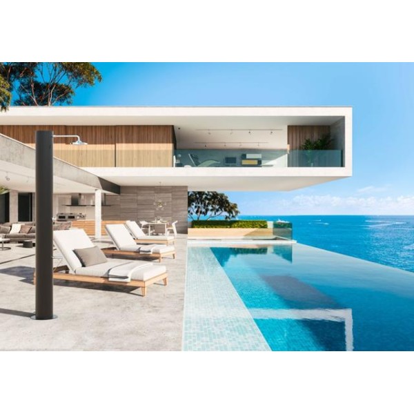 Doccia solare di design  in acciaio inox Arno N nero opaco XL - ATI Docce con miscelatore e lavapiedi  | Vannini Aqua&Pool