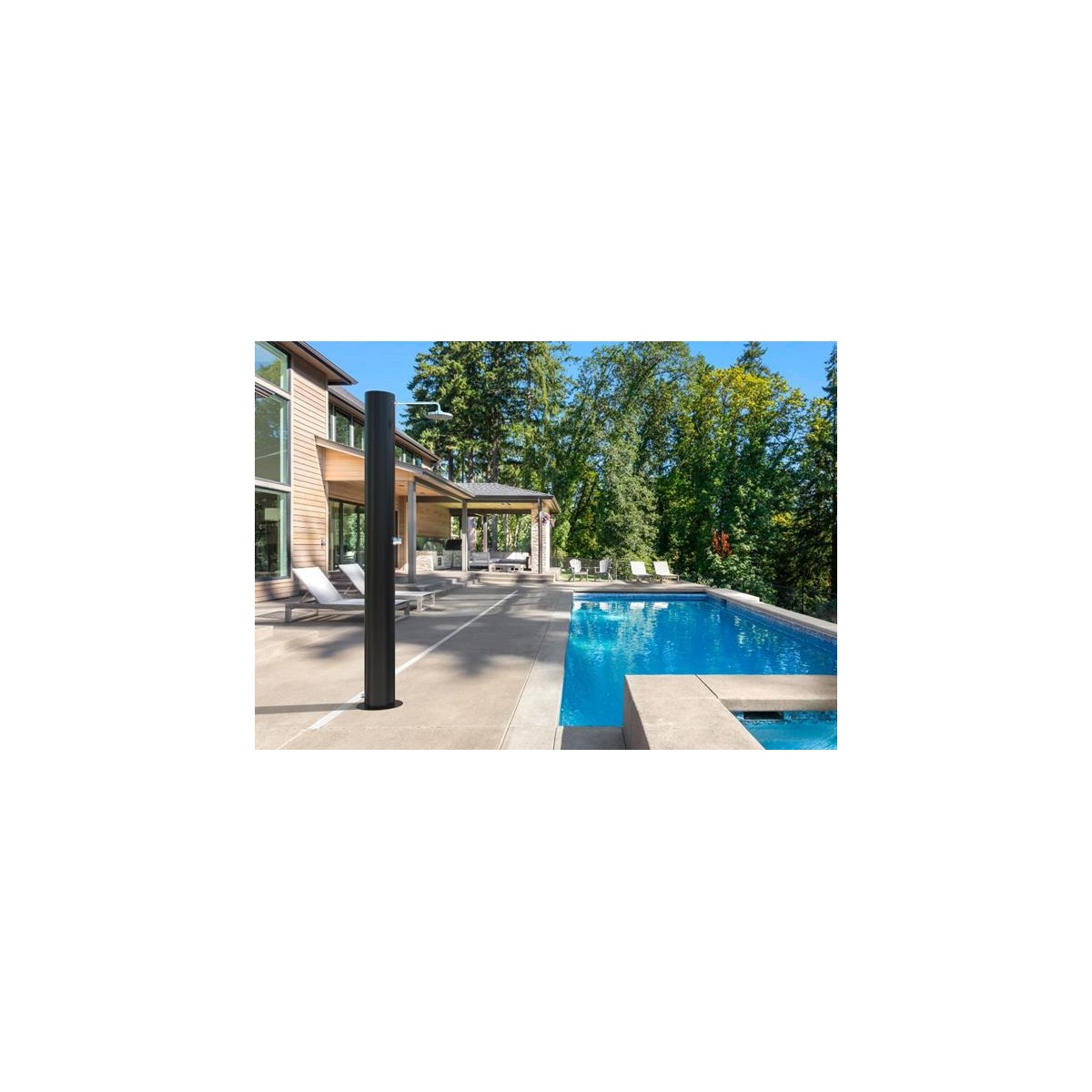 Doccia solare in acciaio inox Arno TN XL  serbatoio 70 l nero opaco e miscelatore temporizzato - ATI Docce con miscelatore tempo Doccia solare in acciaio inox Arno TN XL  serbatoio 70 l nero opaco e miscelatore temporizzato - ATI Docce con miscelatore tempo