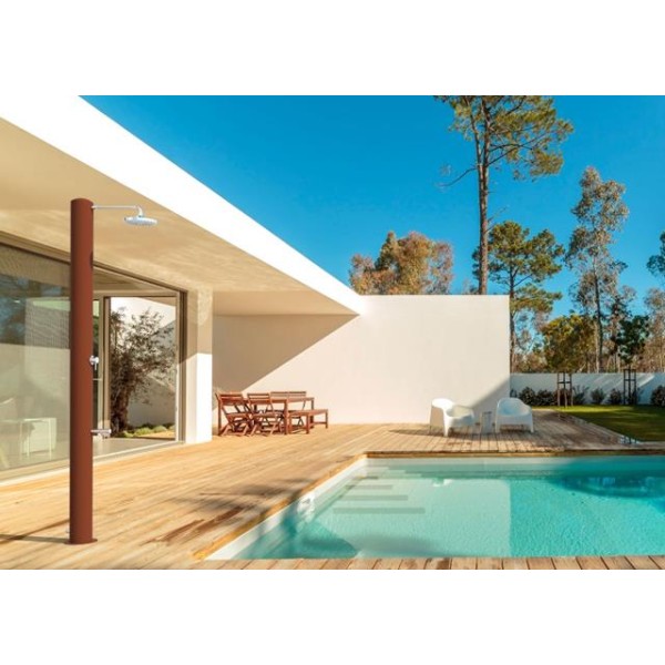 Nuova Doccia Solare Tevere Corten in acciaio inox AISI 316 verniciatura color Corten serbatoio da 28 lt