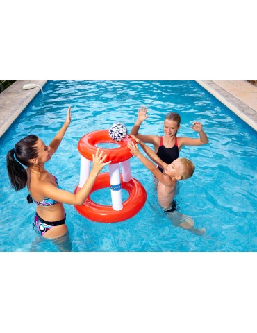 Inflatable basketball hoop for pools or gardens