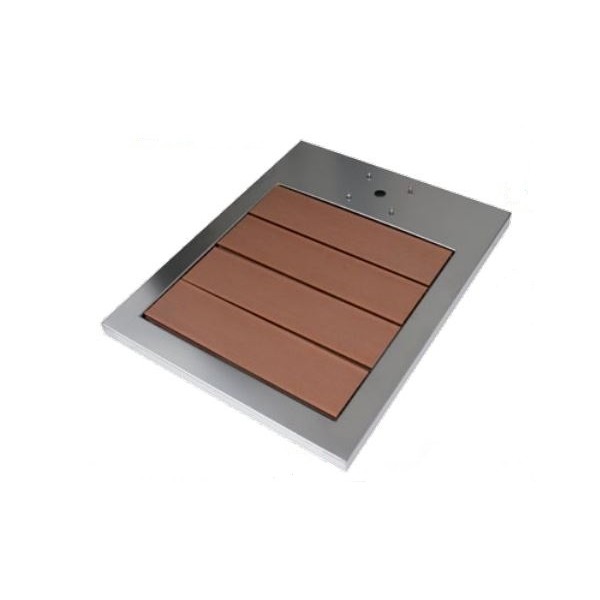 Shower plate in stainless steel and exotic wood