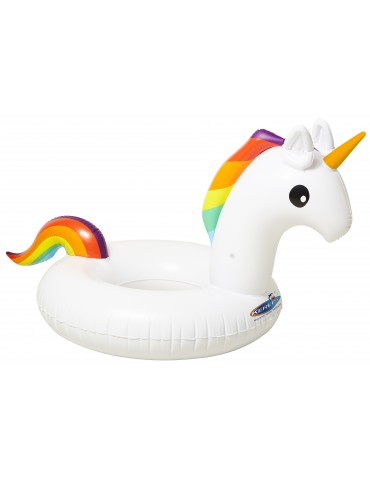 Inflatable white unicorn-like air bed