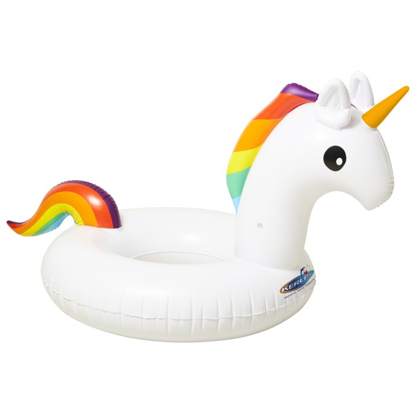 Inflatable white unicorn-like air bed