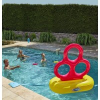 Inflatable water game with three hoops