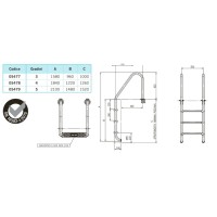 Pool ladder with handrail model "Standard" - step model "Luxe"