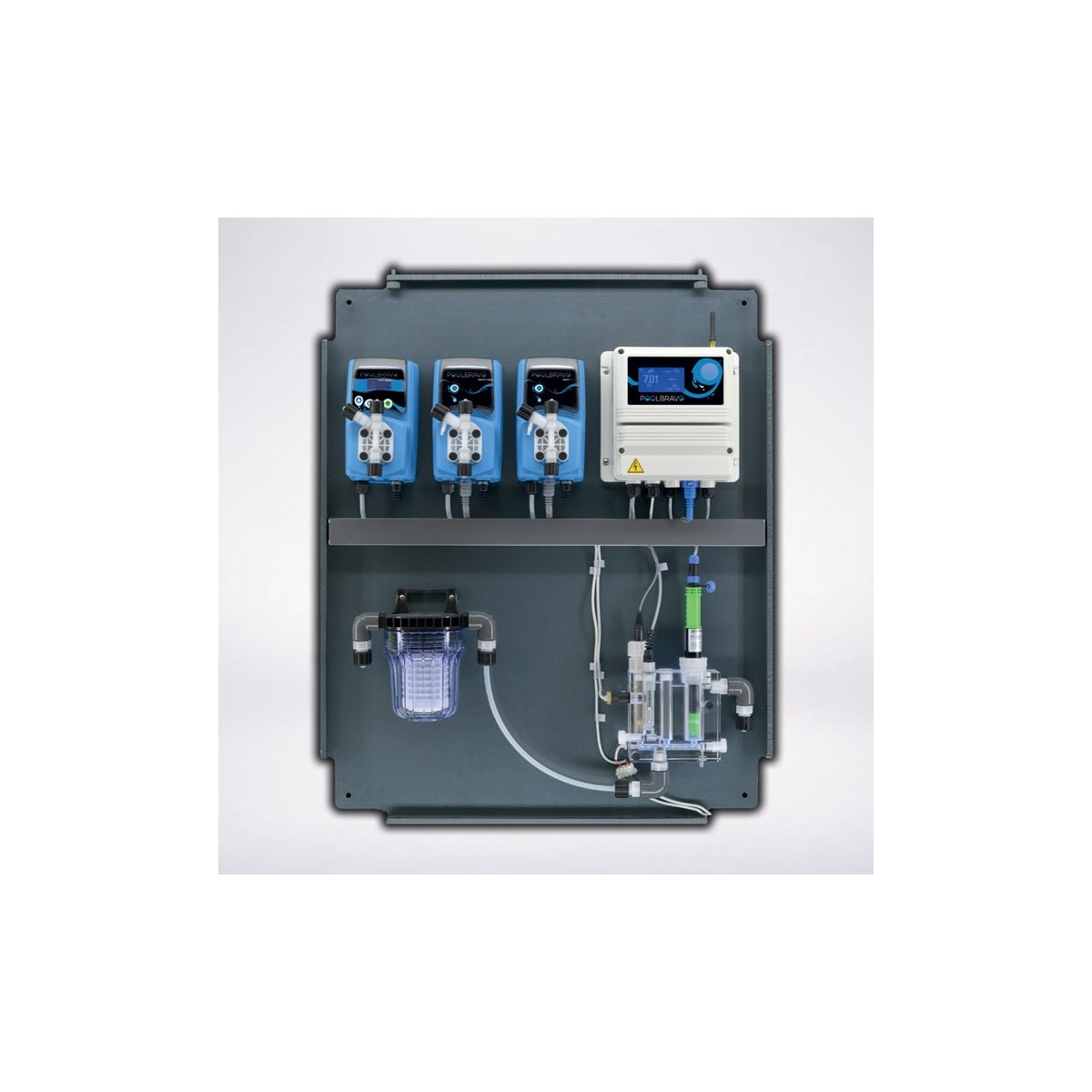 POOL BRAVO is a control panel which also doses both pH