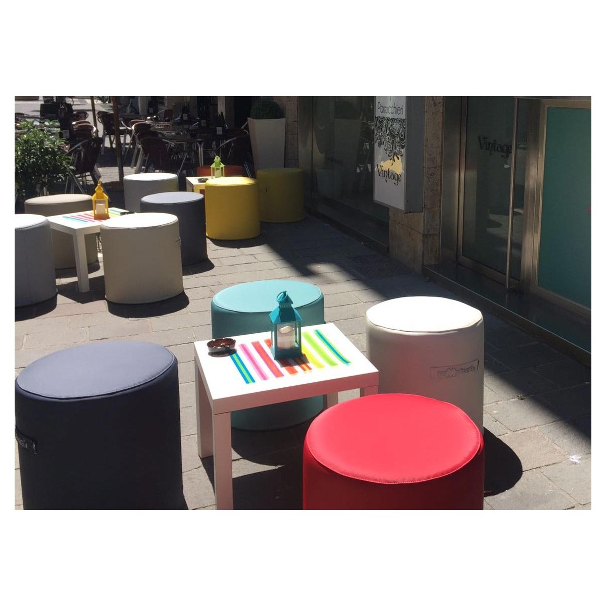 Outdoor cylinder pouf