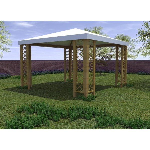 Gazebo in legno di pino impregnato Capri con telo di copertura - LOSA LEGNAMI | Vannini Aqua&Pool