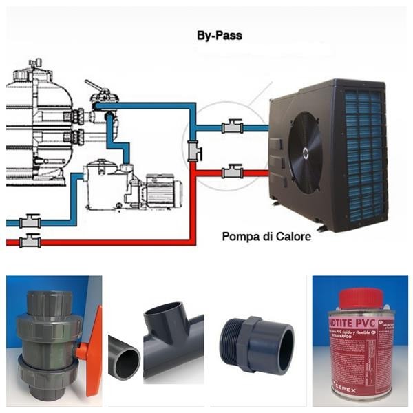 Compra Kit By-Pass per piscine Laghetto per pompa di calore e elettrolisi con attacchi diametro 50 mm.