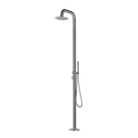 Outdoor shower Palau in satin stainless AISI 316 with shower head diameter 25 cm and hand shower