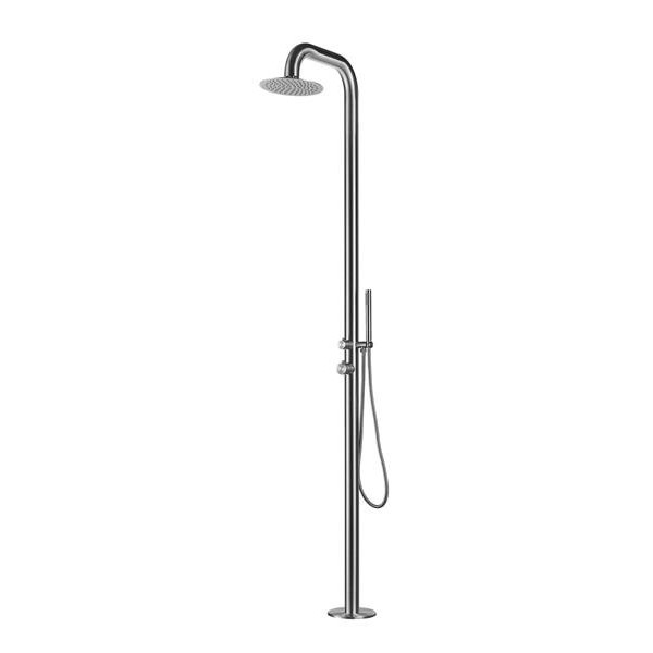 Compra Doccia caldo/freddo Pula in acciaio inox AISI 316 con soffione da 25 cm e doccino a mano