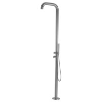Outdoor shower Chia in satin stainless AISI 316 with hand shower
