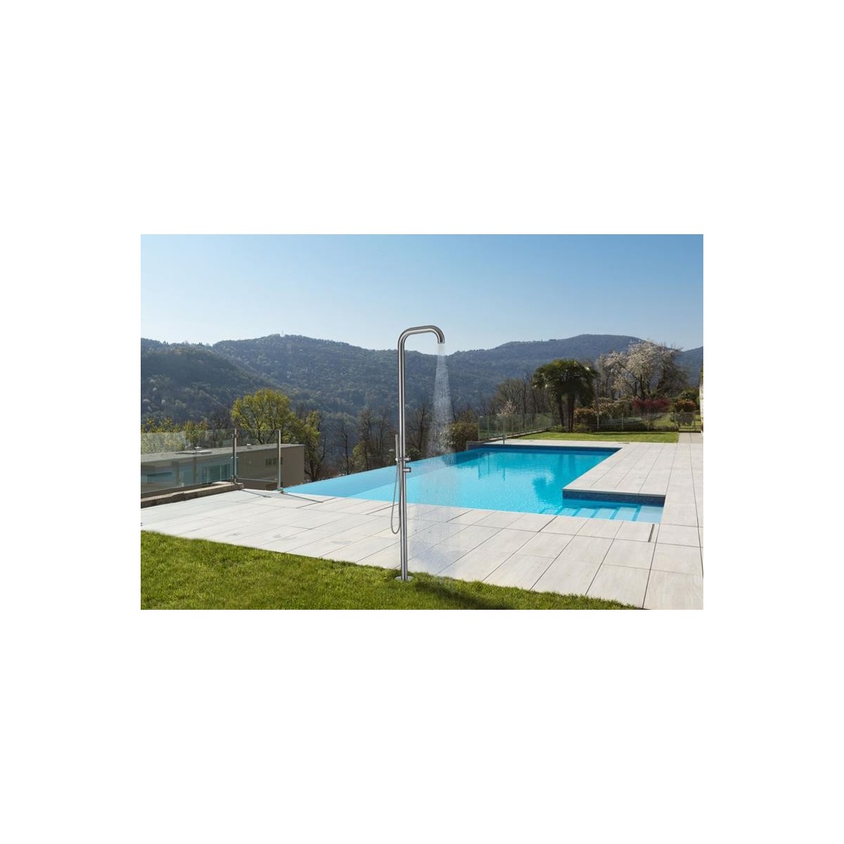 Buy Outdoor shower Chia in satin stainless AISI 316 with hand shower