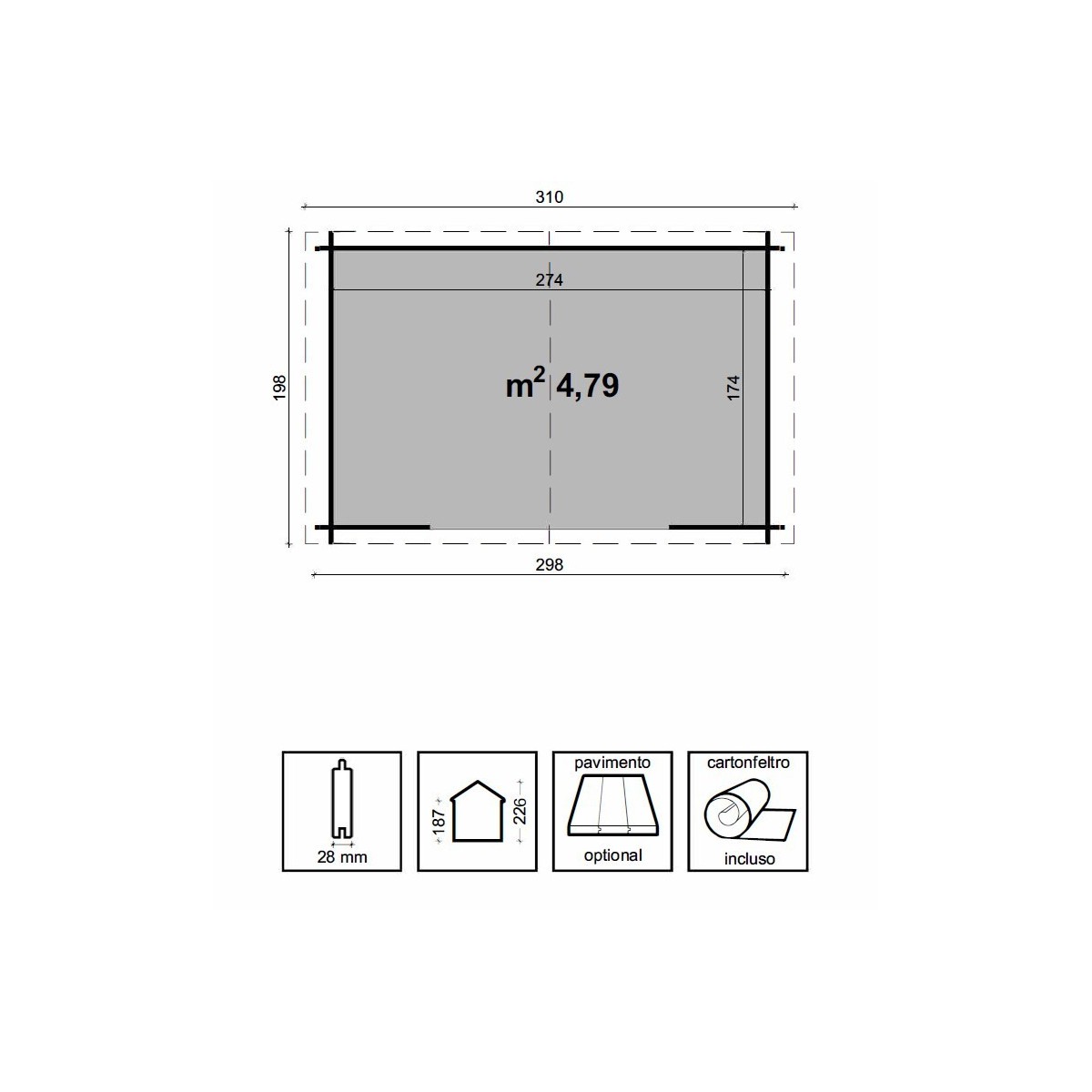 Casetta da giardino in legno AMBRA 300X200 - LOSA LEGNAMI | Vannini Aqua&Pool