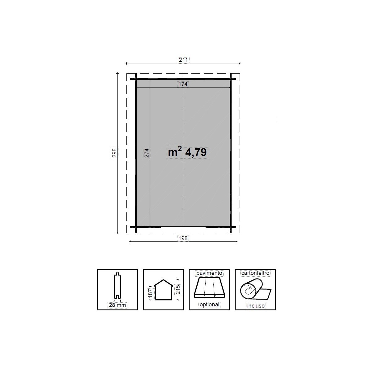 Casetta da giardino in legno AGNESE 200x300 - LOSA LEGNAMI | Vannini Aqua&Pool