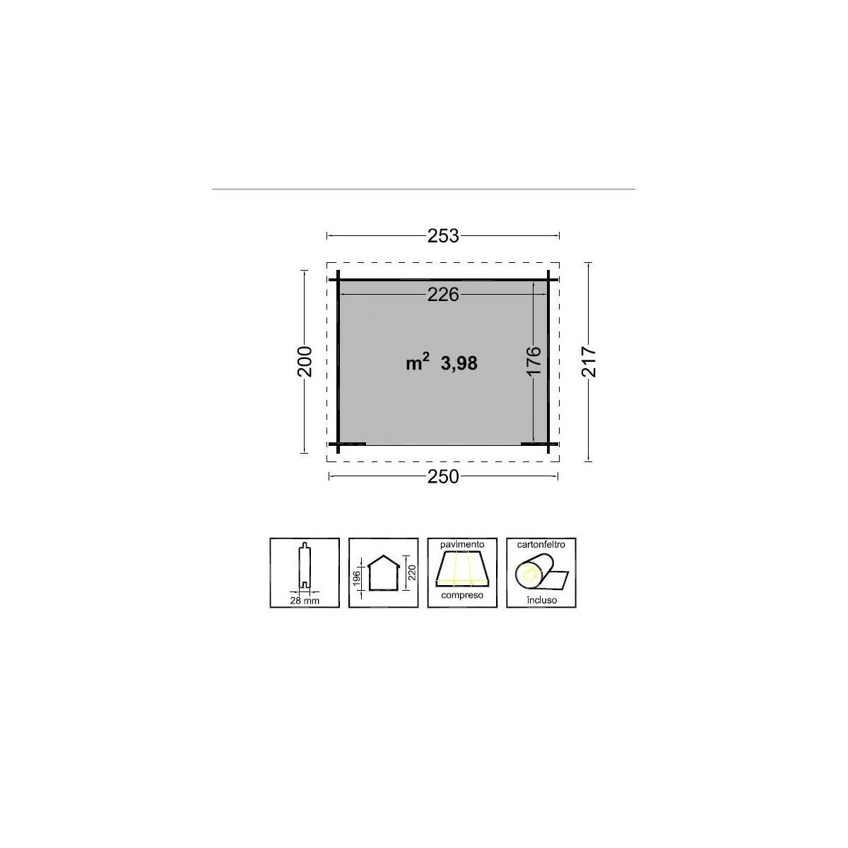 Casetta da giardino in legno NINA 250X200 - LOSA LEGNAMI | Vannini Aqua&Pool