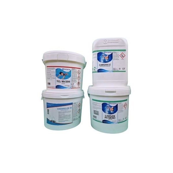 Kit Prodotti Chimici Piscina "Pack 10 Kg" Per L'utilizzo Stagionale Di Una Piscina Da 50 Mc